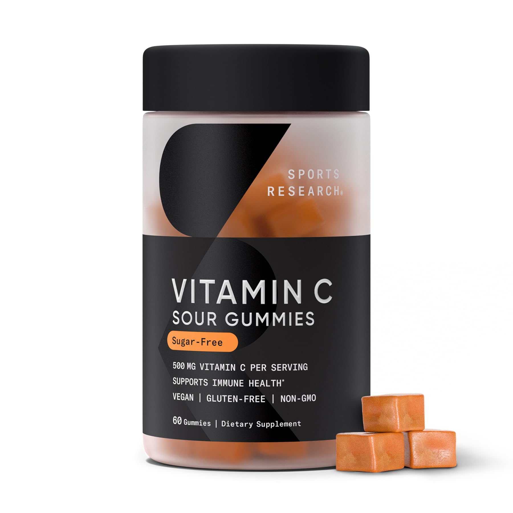 Sports Research­® Vitamin C Gummies | 500 mg Vitamin C | Sugar Free, Gelatin Free, Vegan Certified & Non-GMO Tested | Immune & Antioxidant Support 60 Gummies - Maple Wellness Supplements