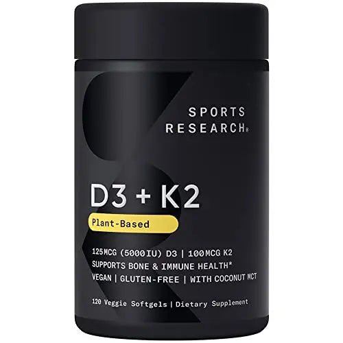 Sports Research Vitamin D3 + K2 with 5000iu of Plant-Based D3 & 100mcg of Vitamin - TrustMedUSA