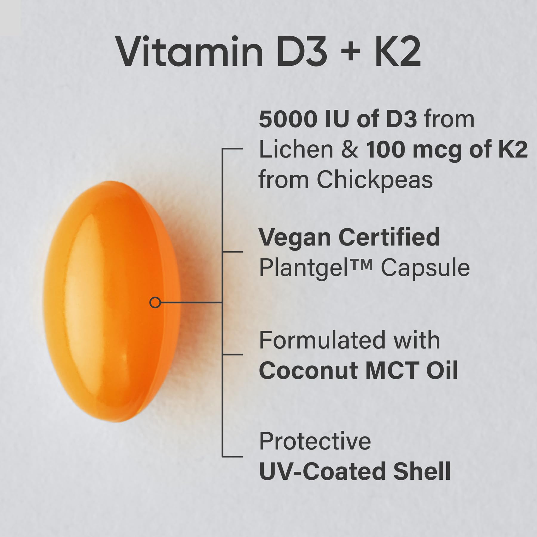 Sports Research Vitamin D3 with K2 Softgels - Plant Based K2 & Vegan D3 5000iu with Coconut MCT Oil - Vegan Certified, Soy & Gluten Free - 120 Count - Maple Wellness Supplements