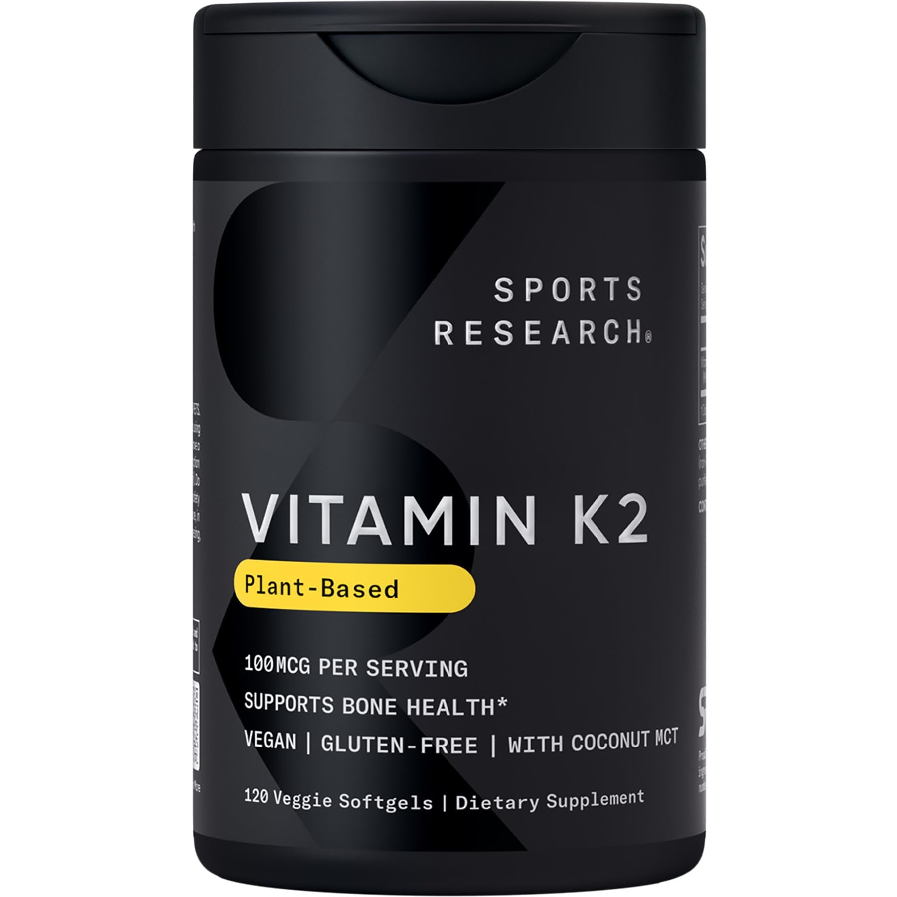 Sports Research Vitamin K2 as MK-7 100mcg with Coconut MCT Oil - 120 Veggie Softgels (4 Month Supply) Vegan Certified, Non-GMO Verified, Gluten & Soy Free - Maple Wellness Supplements