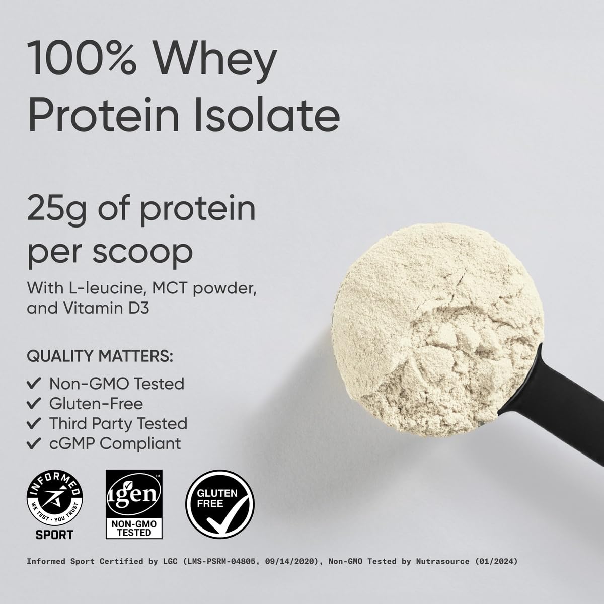 Sports Research Whey Protein Isolate - Sports Nutrition Protein Powder 25g per Serving - 2.06lb Bag Whey Protein - Vanilla Flavor - Bulk Protein Powder, 26 Servings - Maple Wellness Supplements