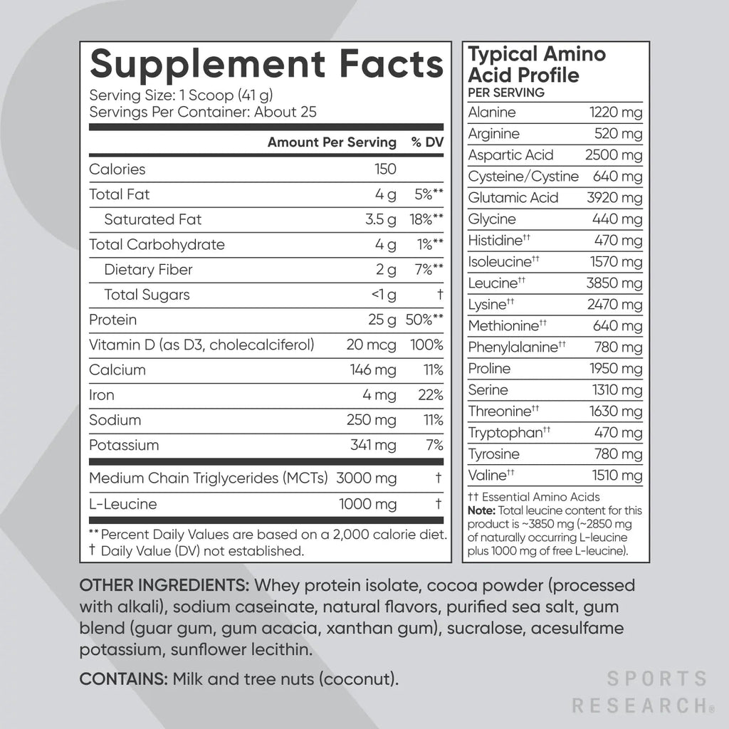 Sports Research Whey Protein Isolate - Sports Nutrition Protein Powder 25g per Serving - TrustMedUSA