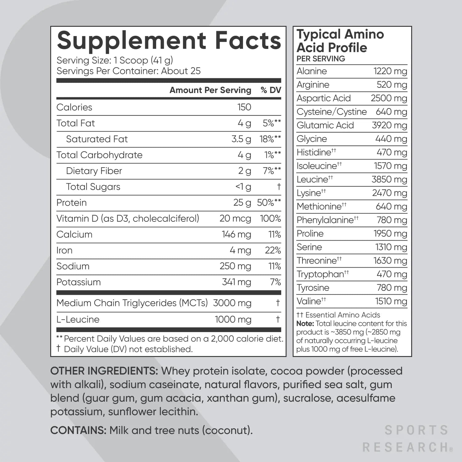 Sports Research Whey Protein Isolate - Sports Nutrition Protein Powder 25g per Serving - TrustMedUSA