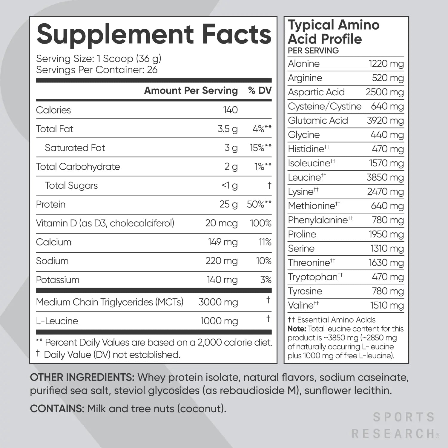 Sports Research Whey Protein Isolate - Sports Nutrition Protein Powder 25g per Serving - TrustMedUSA