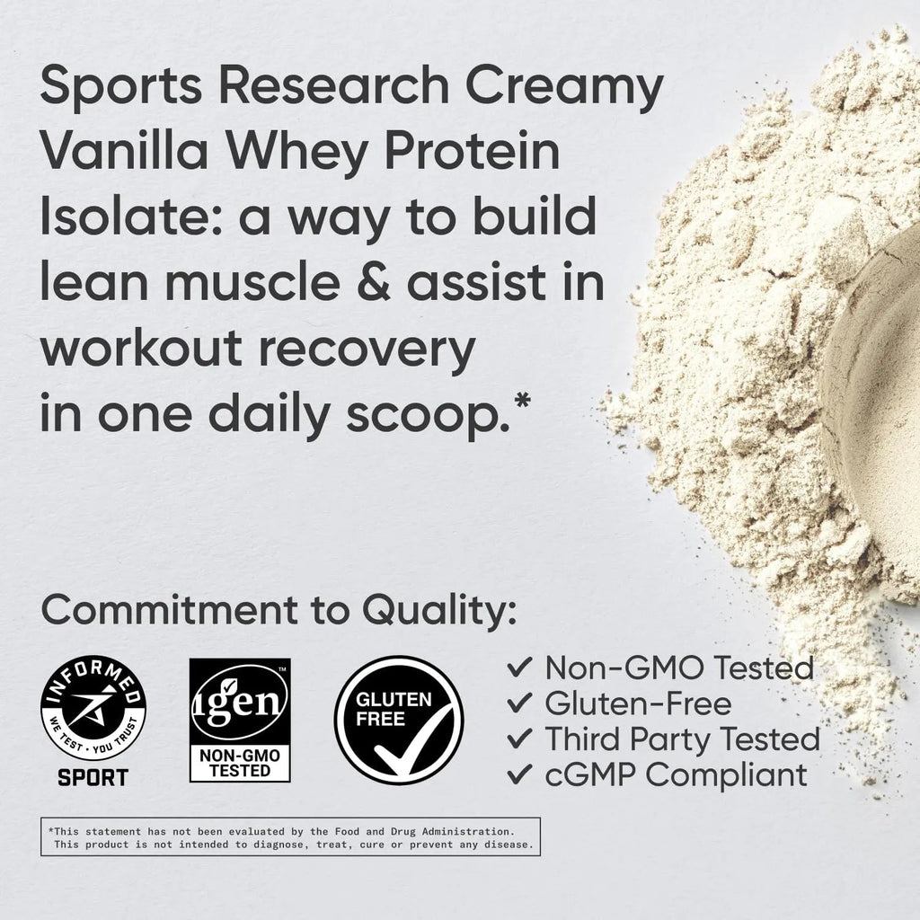 Sports Research Whey Protein Isolate - Sports Nutrition Protein Powder 25g per Serving - TrustMedUSA