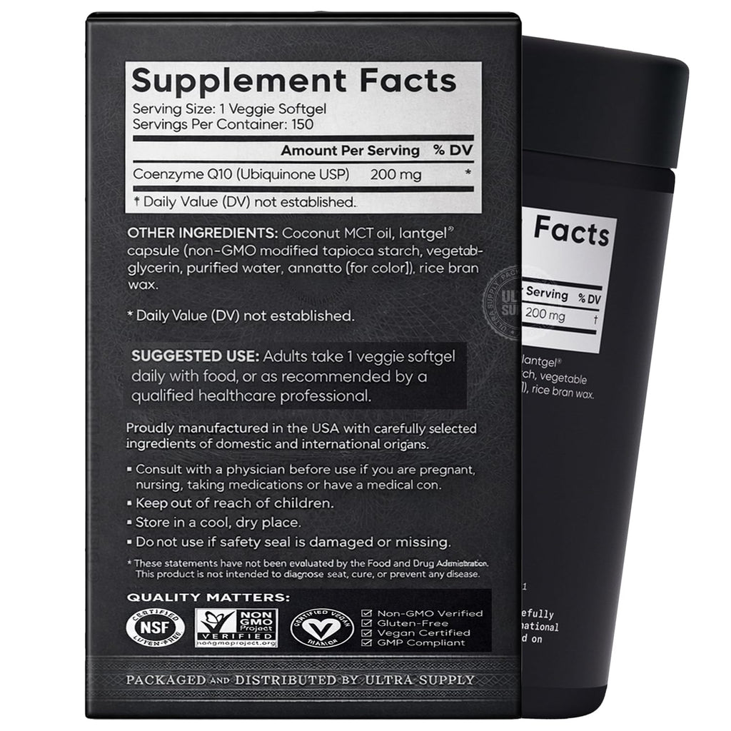 Sports_Researchs CoQ10 200mg Softgels with MCT Oil, 150 Ct Value Pack - Maple Wellness Supplements