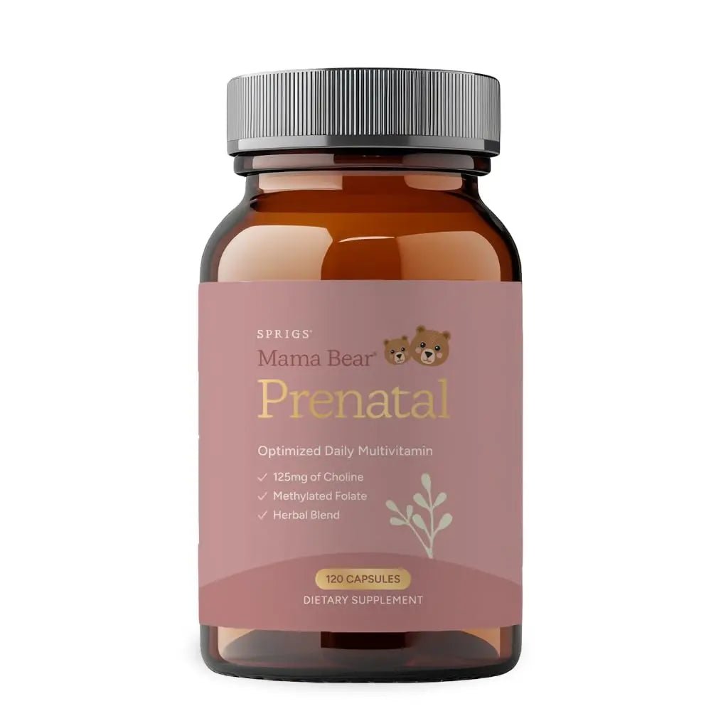 SPRIGS Mama Bear Prenatal Gold Multivitamin with Choline and Methylated Folate for Pregnancy Support Easy to Digest Prenatal Vitamins - TrustMedUSA