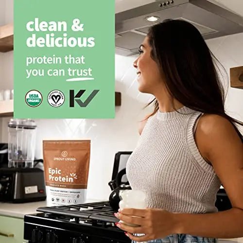 Sprout Living Epic Protein, Plant Based Protein & Superfoods Powder, Chocolate Maca - TrustMedUSA