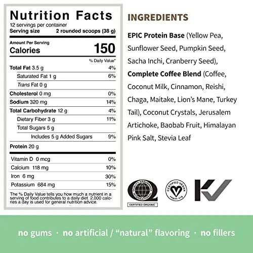 Sprout Living, Epic Protein, Plant Based Protein & Superfoods Powder, Complete Coffee - TrustMedUSA