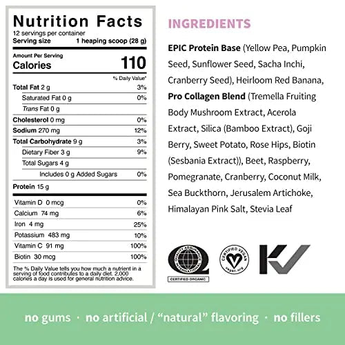 Sprout Living Epic Protein, Plant Based Protein & Superfoods Powder, Pro Collagen, - TrustMedUSA