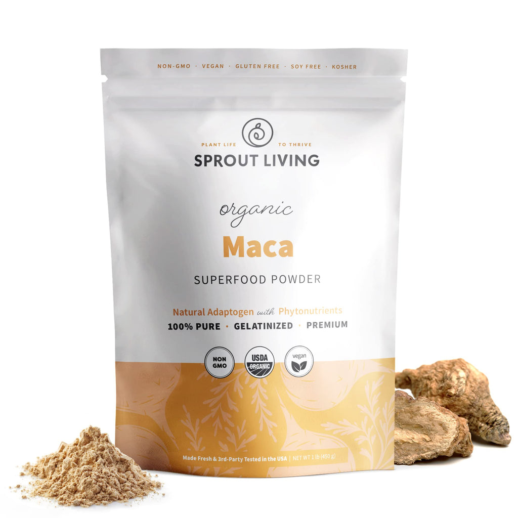Sprout Living Organic Gelatinized Maca Root Powder, Superfood, Adaptogen, 1 lb - TrustMedUSA