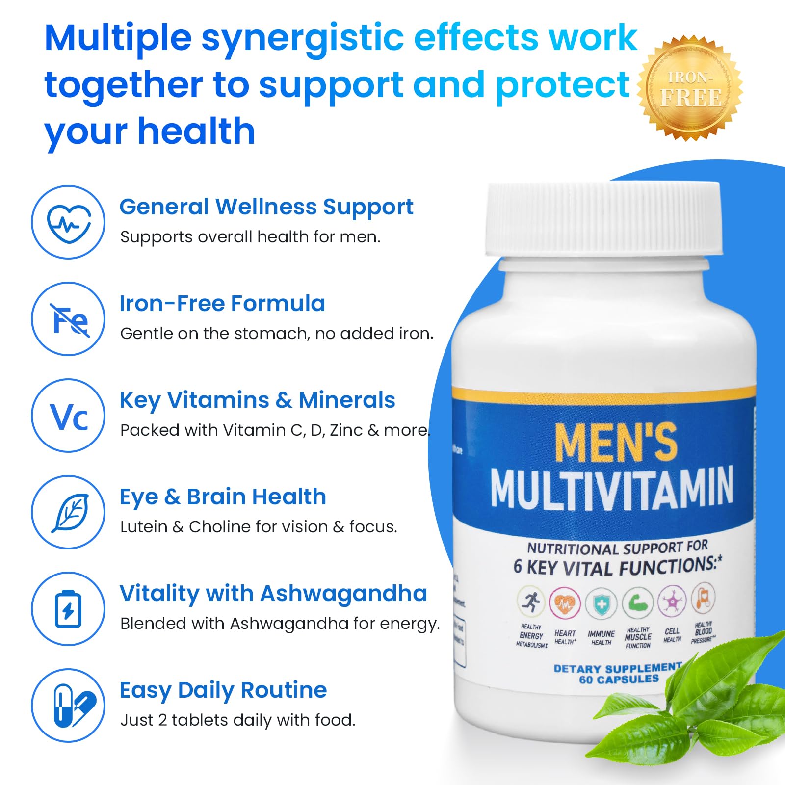 ssumiao Men's Multivitamins Contain 50+ Nutrients Including Vitamin D Daily, Supplement with Vitamin B12, Zinc, Magnesium, Men's Once Daily Multivitamin - 60 Tablets - TrustMedUSA