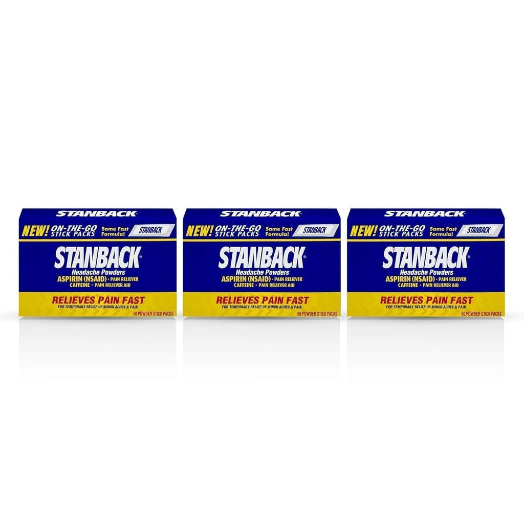Stanback Headache Powders, Fast Pain Relief with Aspirin (NSAID) and Caffeine, 50 Count (3 Pack) - TrustMedUSA