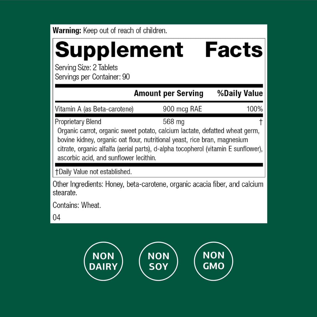 Standard Process Cataplex A - Supports Eye Health & Mucous Membranes - Supports Healthy Vision & Provides Antioxidant Vitamin A - Non-Dairy & Non-Soy - 180 Tablets - TrustMedUSA
