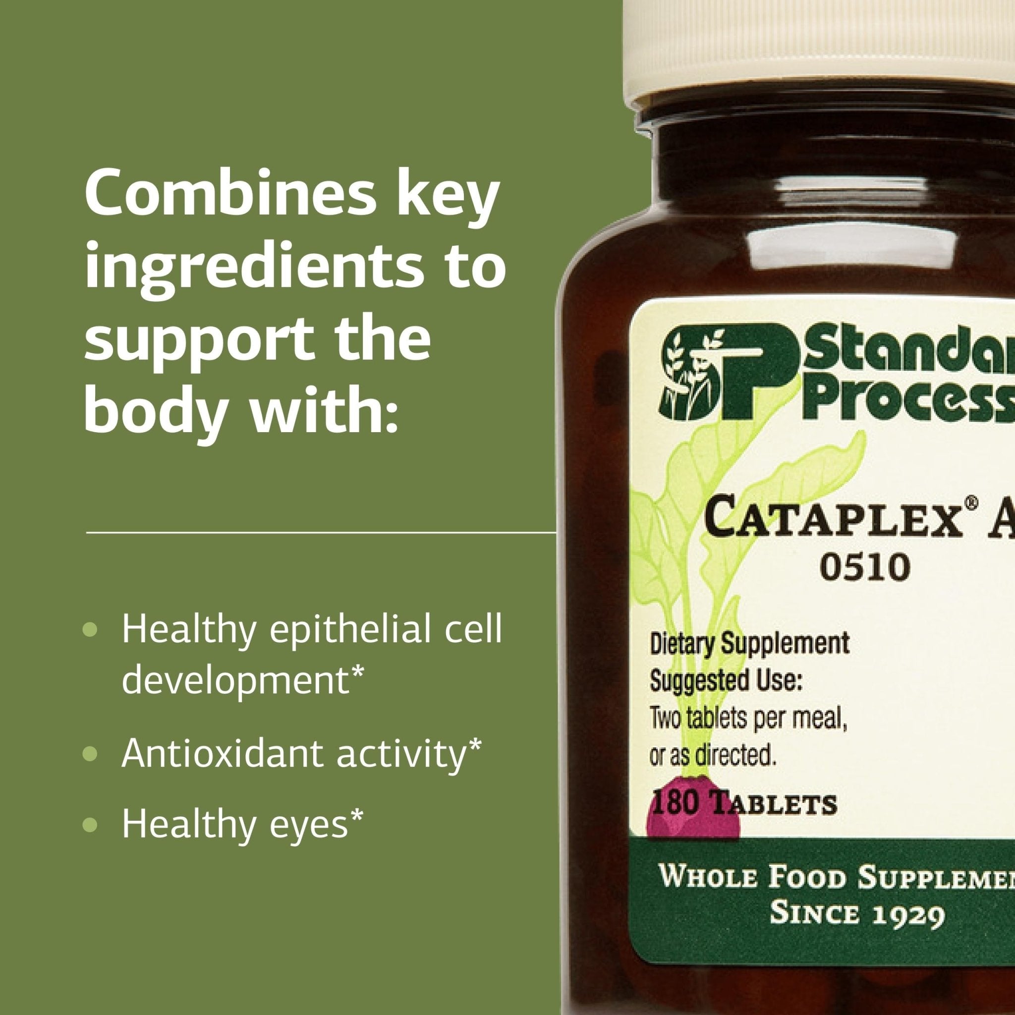 Standard Process Cataplex A - Supports Eye Health & Mucous Membranes - Supports Healthy Vision & Provides Antioxidant Vitamin A - Non-Dairy & Non-Soy - 180 Tablets - TrustMedUSA