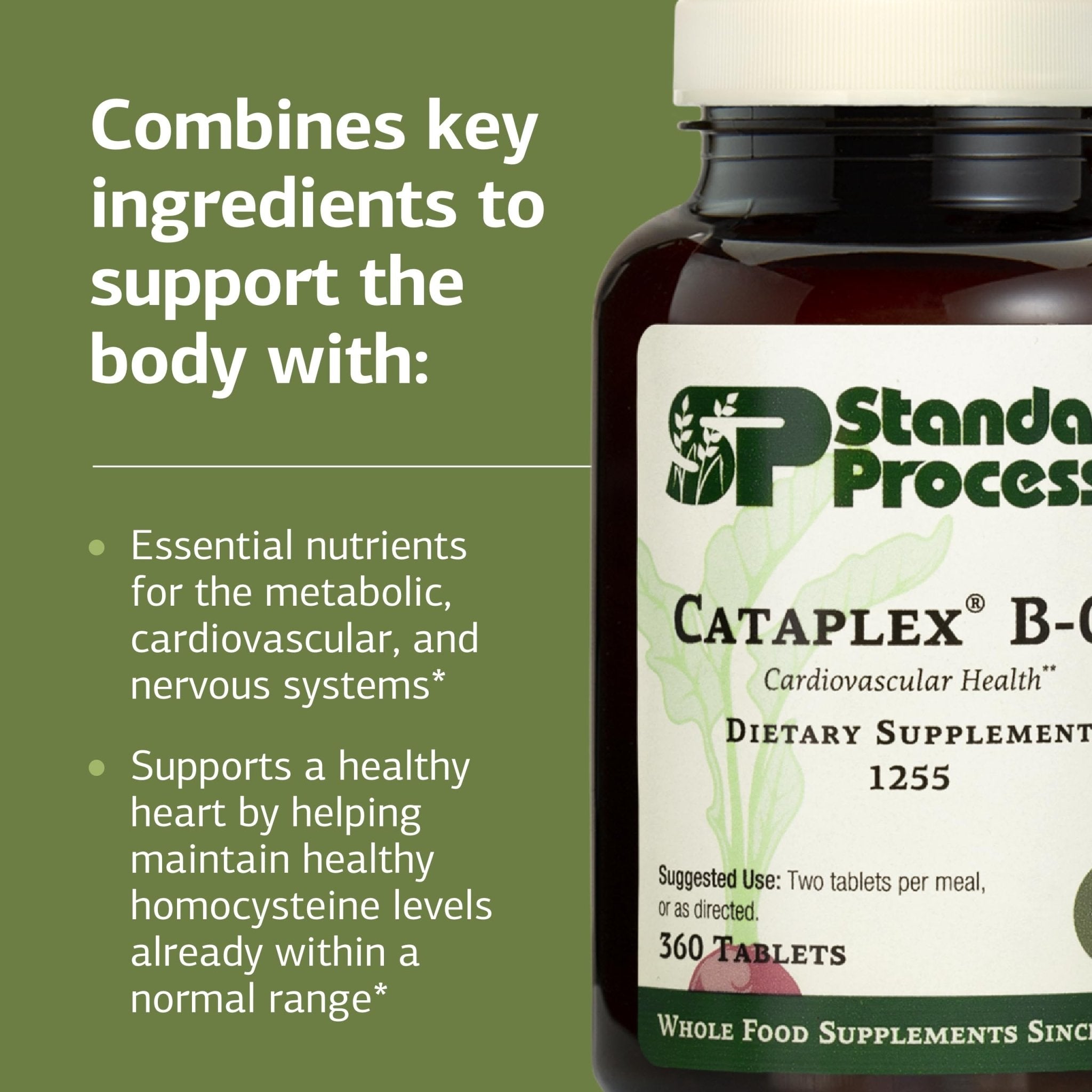 Standard Process Cataplex B-GF - Supports Nervous System Health - B Vitamins for Energy & Heart Support - Aids Energy During Physical Activity - Gluten-Free, Non-Soy & Non-Dairy - 360 Tablets - TrustMedUSA