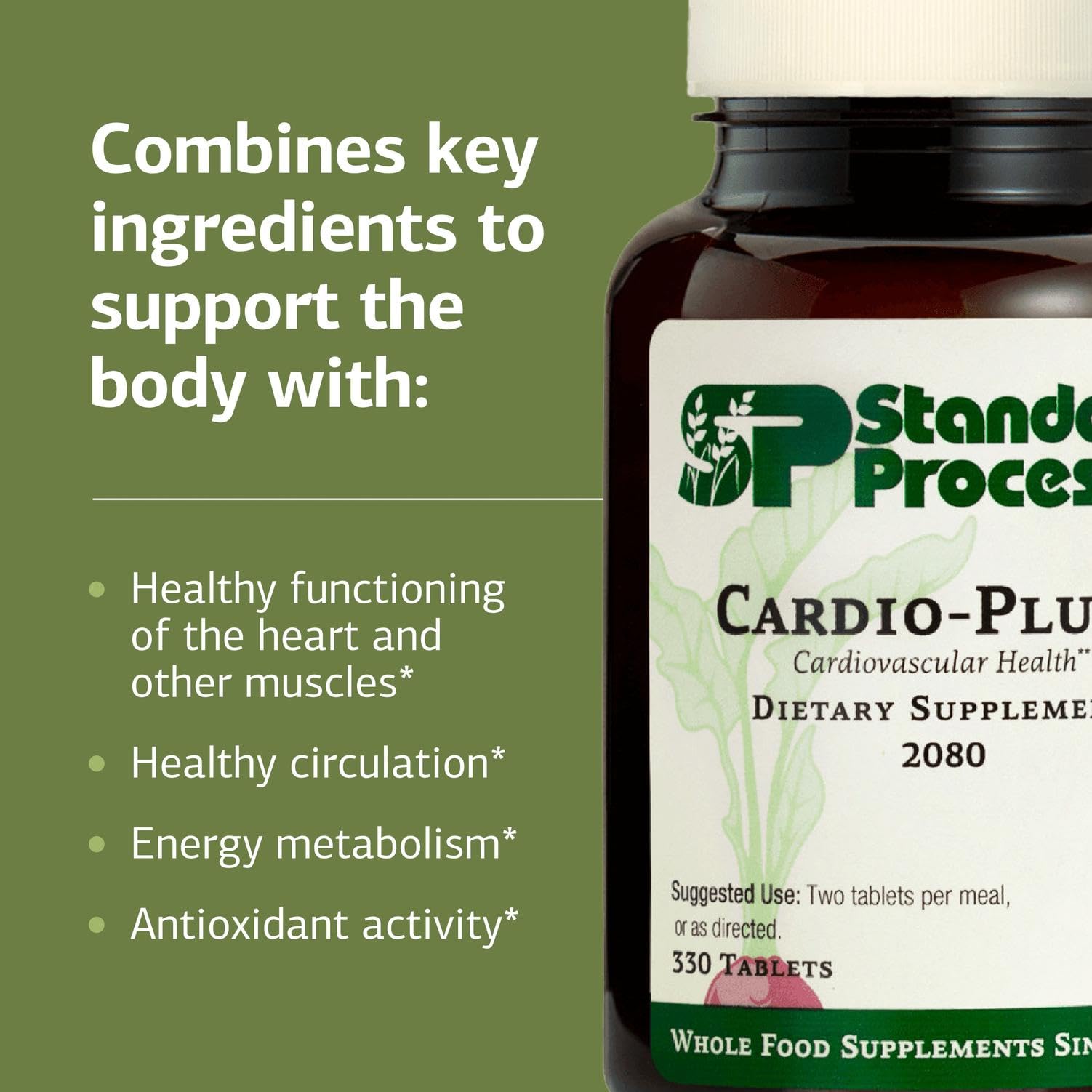 Standard Process Inc. Cardio-Plus - Antioxidant Support - Heart Health, Circulation & Blood Flow Supplement with Vitamin B6, Niacin & Riboflavin - Energy Metabolism Supplement - 330 Tablets - TrustMedUSA