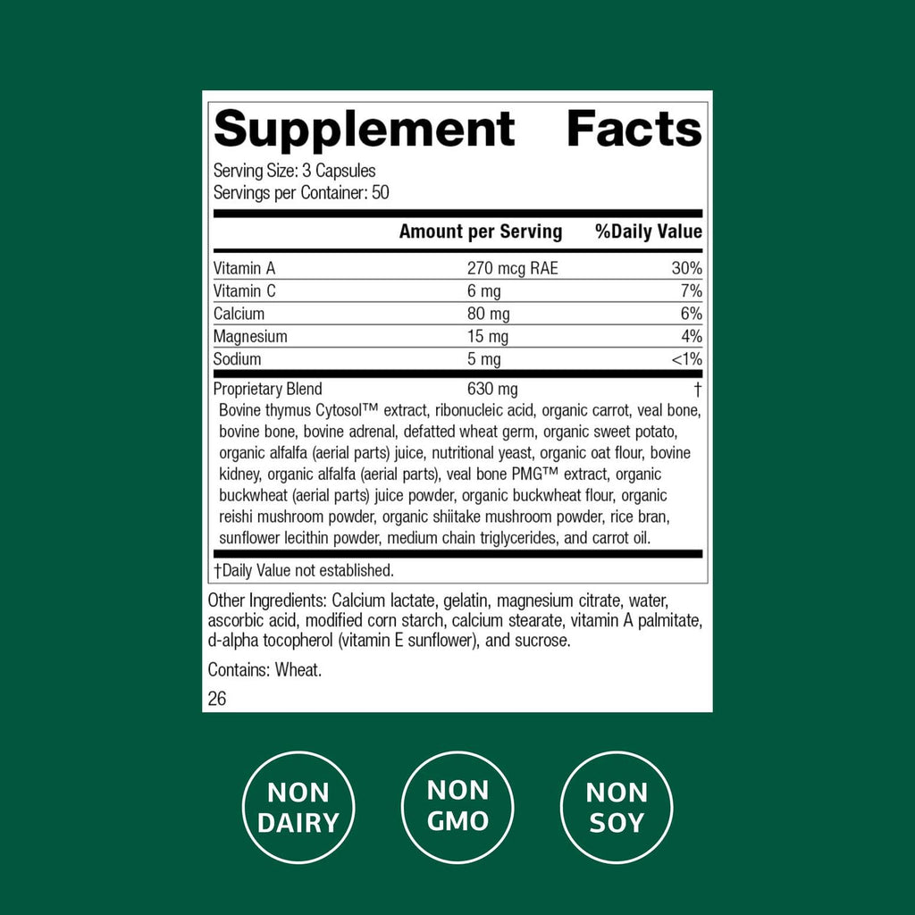 Standard Process Inc. Congaplex - Thymus Gland Support Supplement - Immune Health with Calcium Lactate, Magnesium, Vitamin C & Vitamin A - Immune System Aid with Mushroom Powder - 150 Capsules - TrustMedUSA