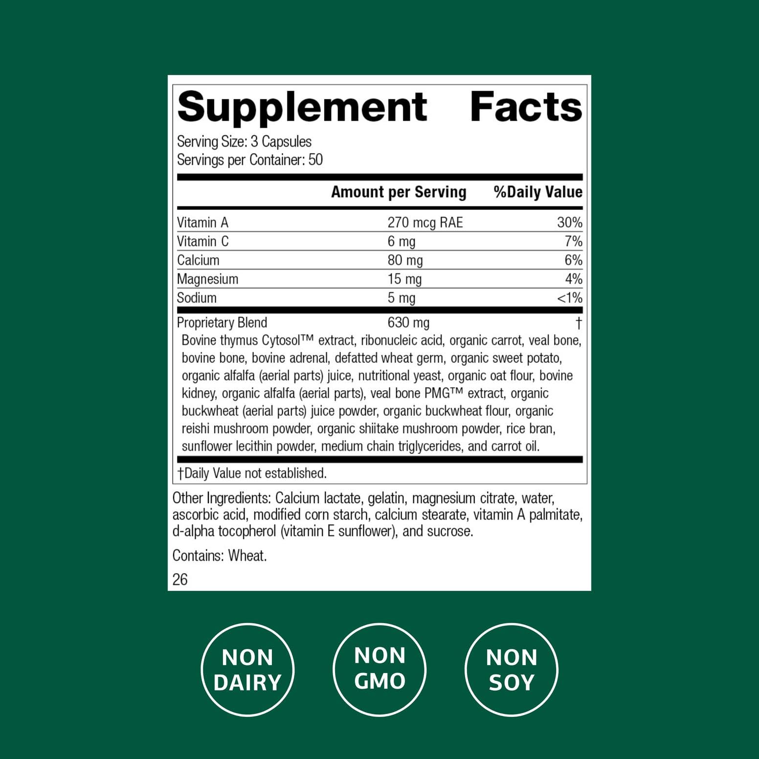 Standard Process Inc. Congaplex - Thymus Gland Support Supplement - Immune Health with Calcium Lactate, Magnesium, Vitamin C & Vitamin A - Immune System Aid with Mushroom Powder - 150 Capsules - TrustMedUSA