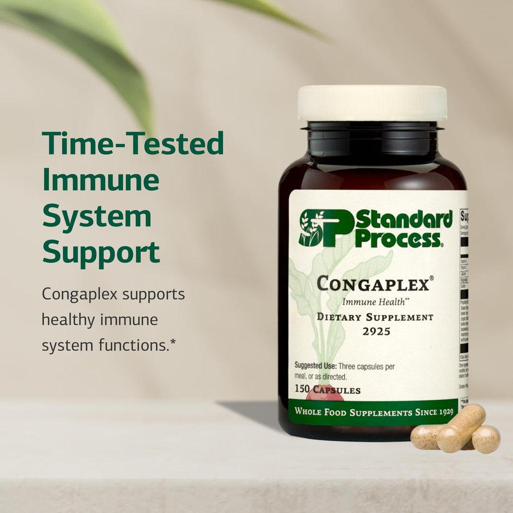 Standard Process Inc. Congaplex - Thymus Gland Support Supplement - Immune Health with Calcium Lactate, Magnesium, Vitamin C & Vitamin A - Immune System Aid with Mushroom Powder - 150 Capsules - TrustMedUSA