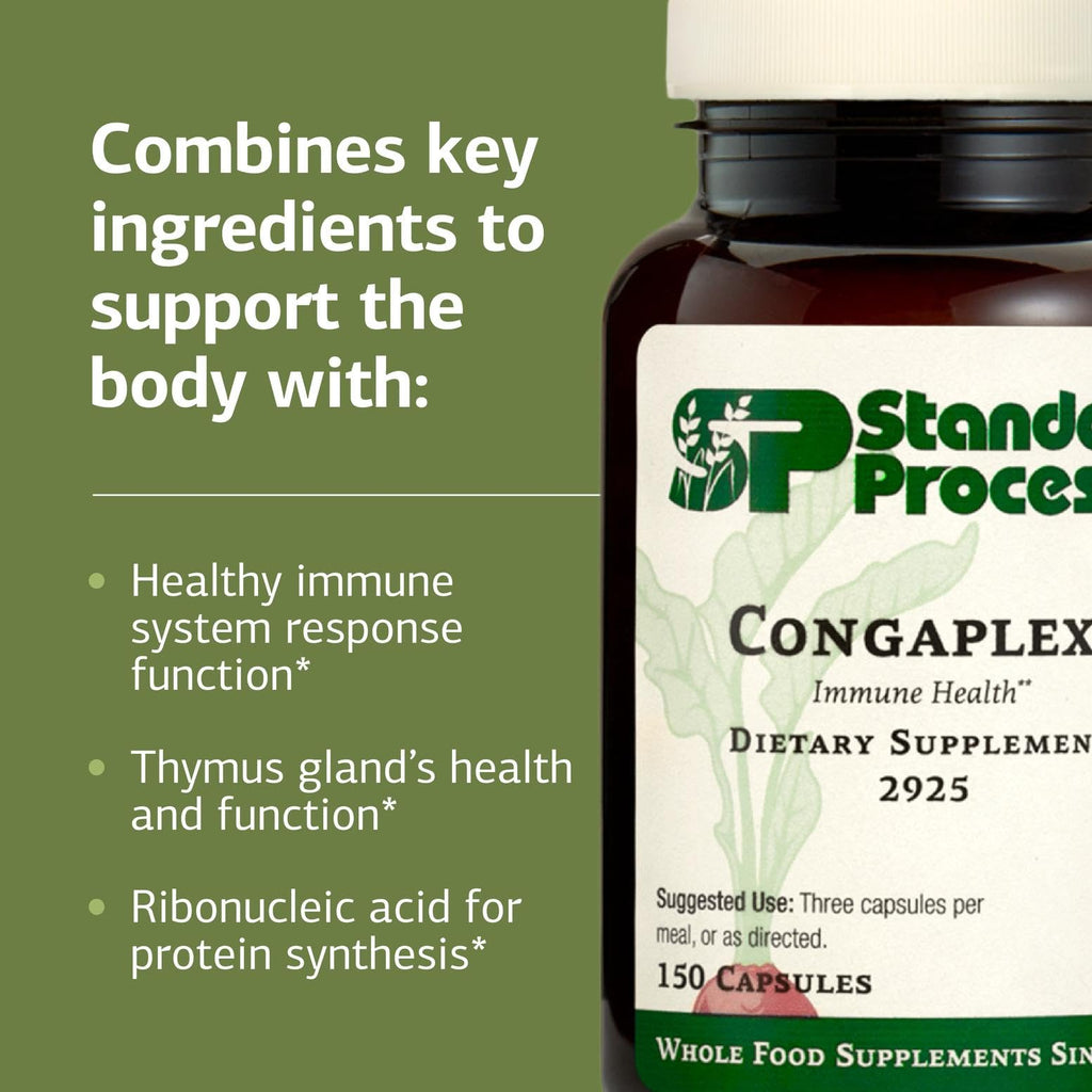Standard Process Inc. Congaplex - Thymus Gland Support Supplement - Immune Health with Calcium Lactate, Magnesium, Vitamin C & Vitamin A - Immune System Aid with Mushroom Powder - 150 Capsules - TrustMedUSA