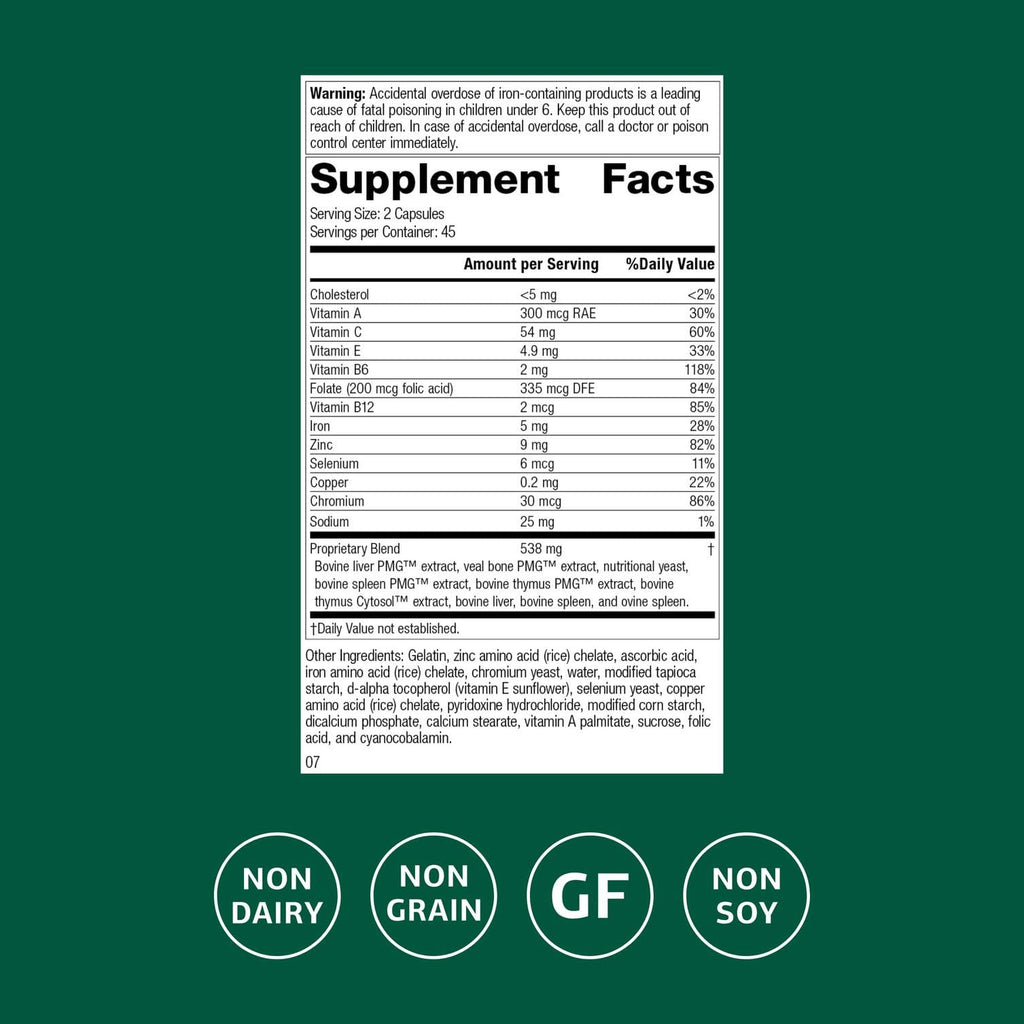 Standard Process Inc. Immuplex - Daily Immune Support Supplement with Folate, Iron, Vitamin C & Vitamin A - Mineral Supplement with Antioxidant Ingredients - 90 Capsules - TrustMedUSA