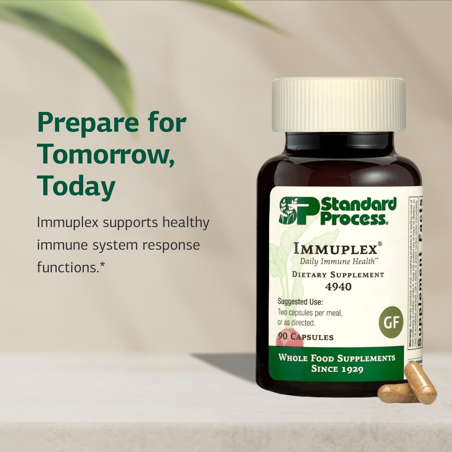 Standard Process Inc. Immuplex - Daily Immune Support Supplement with Folate, Iron, Vitamin C & Vitamin A - Mineral Supplement with Antioxidant Ingredients - 90 Capsules - TrustMedUSA