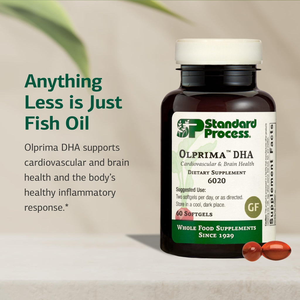 Standard Process Olprima DHA - Omega-3 Supplement for Heart & Brain Health - Gluten-Free, Non-Dairy & Non-Soy - 60 Softgels (30 Servings) - TrustMedUSA