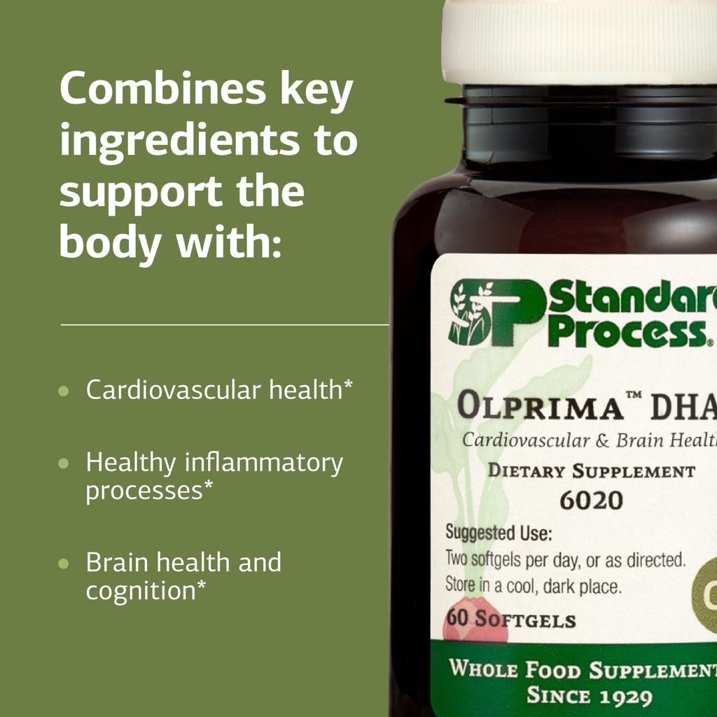 Standard Process Olprima DHA - Omega-3 Supplement for Heart & Brain Health - Gluten-Free, Non-Dairy & Non-Soy - 60 Softgels (30 Servings) - TrustMedUSA