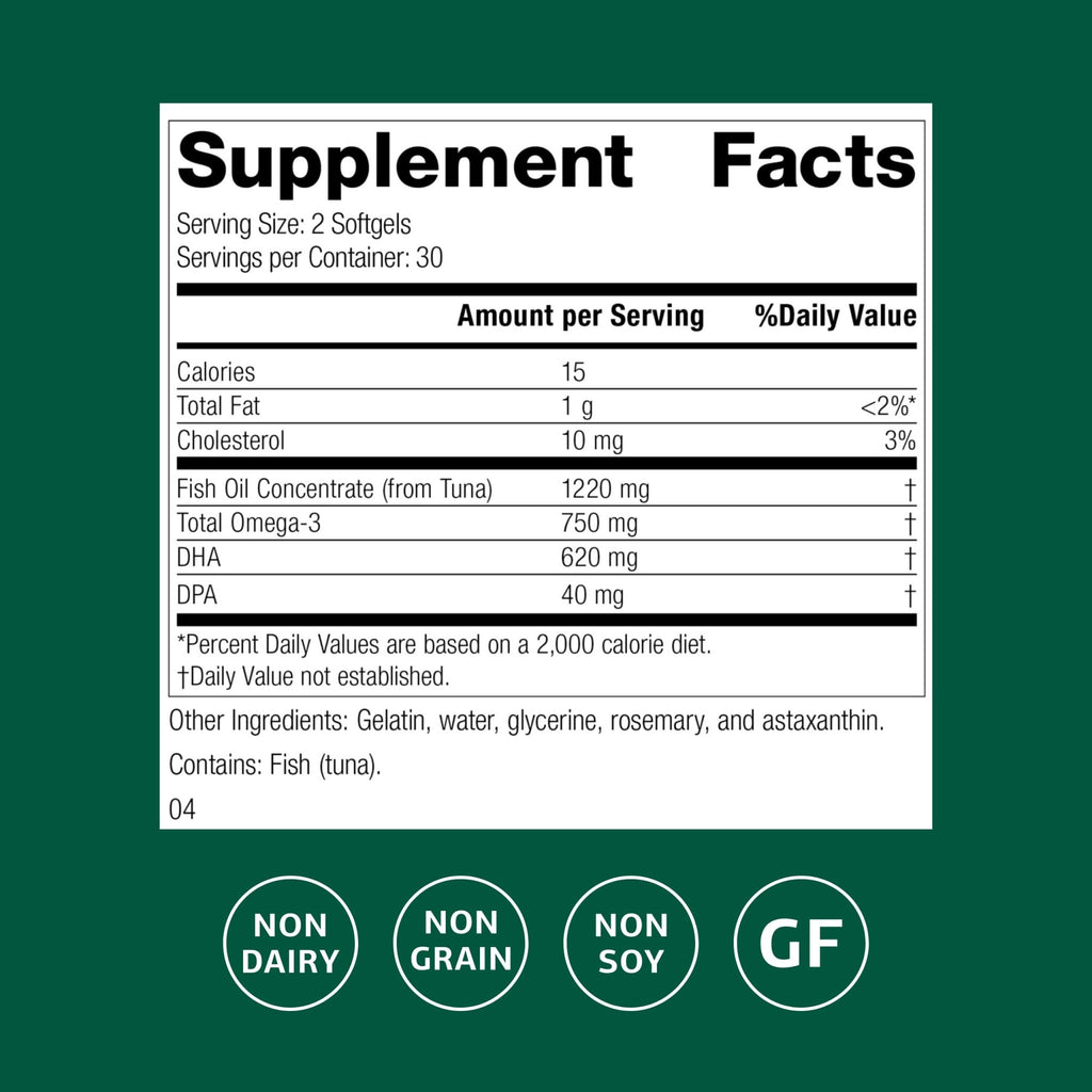 Standard Process Olprima DHA - Omega-3 Supplement for Heart & Brain Health - Gluten-Free, Non-Dairy & Non-Soy - 60 Softgels (30 Servings) - TrustMedUSA