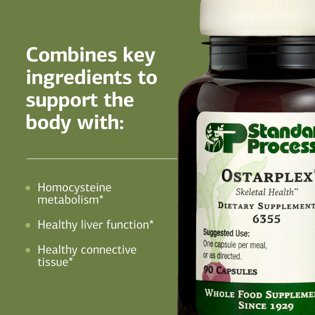Standard Process Ostarplex - Dietary Supplement for Connective Tissue Health - Aids Liver Health & Function - Contains Vitamin B6 - Non-Dairy - 90 Capsules (90 Servings) - TrustMedUSA