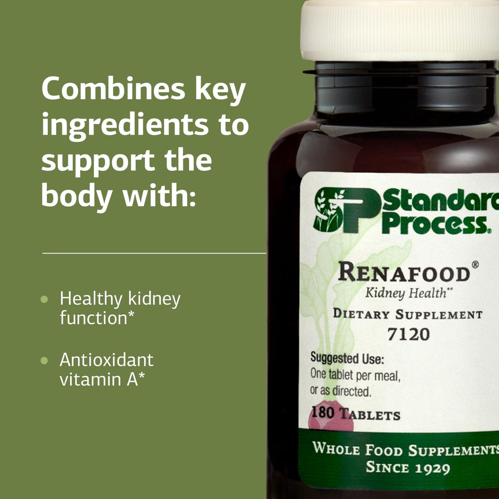 Standard Process Renafood - Supports Healthy Kidney Function & Antioxidant Activity - Contains Vitamins A - Non-Soy - 180 Tablets - TrustMedUSA