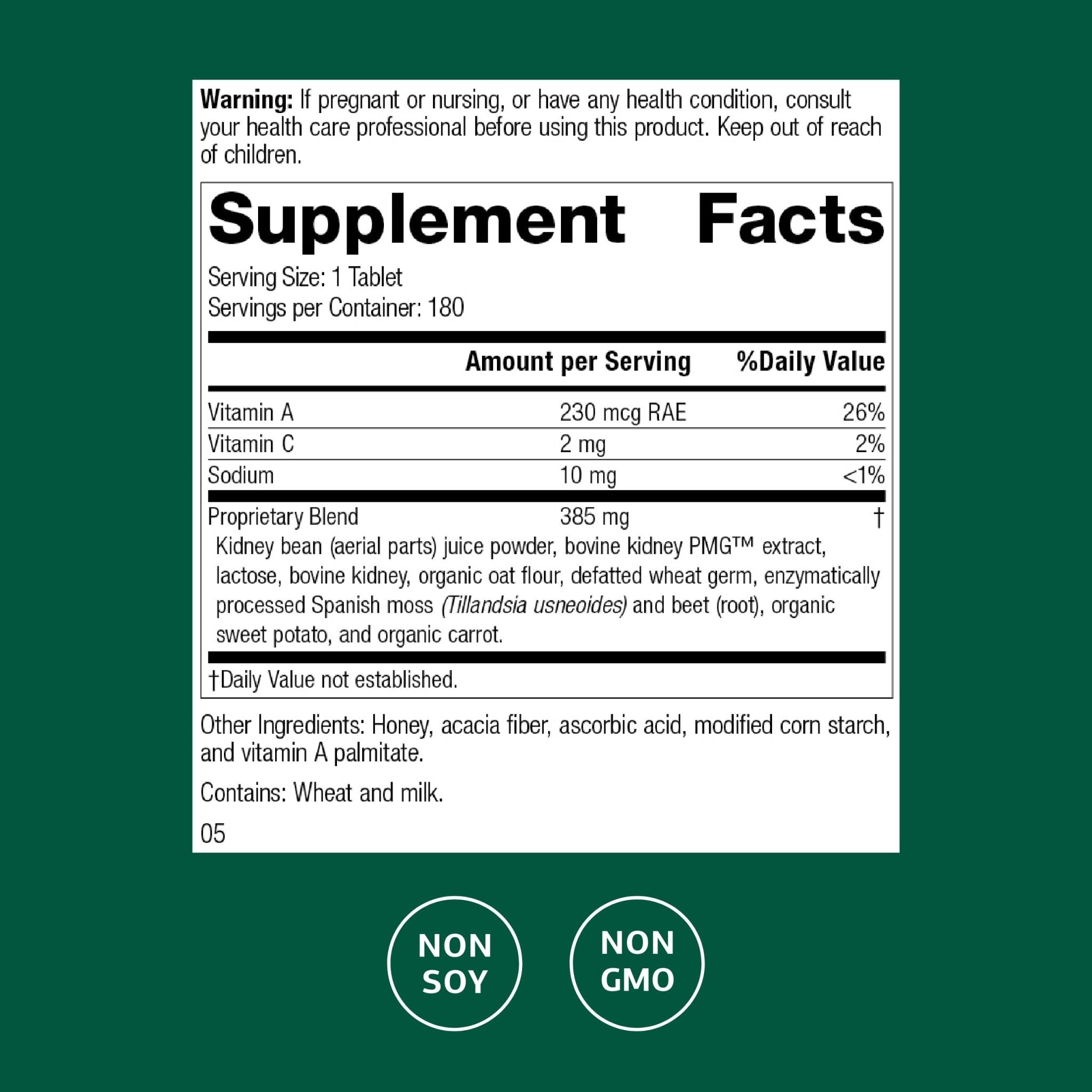 Standard Process Renafood - Supports Healthy Kidney Function & Antioxidant Activity - Contains Vitamins A - Non-Soy - 180 Tablets - TrustMedUSA