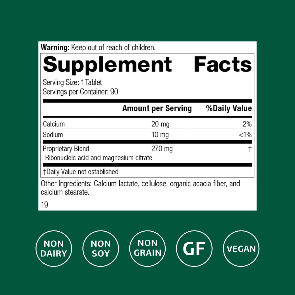 Standard Process Ribonucleic Acid RNA - Cell Development Support - Aids Protein Synthesis - Vegan, Gluten-Free, Non-Soy, & Non-Grain - 90 Tablets (90 Servings) - TrustMedUSA