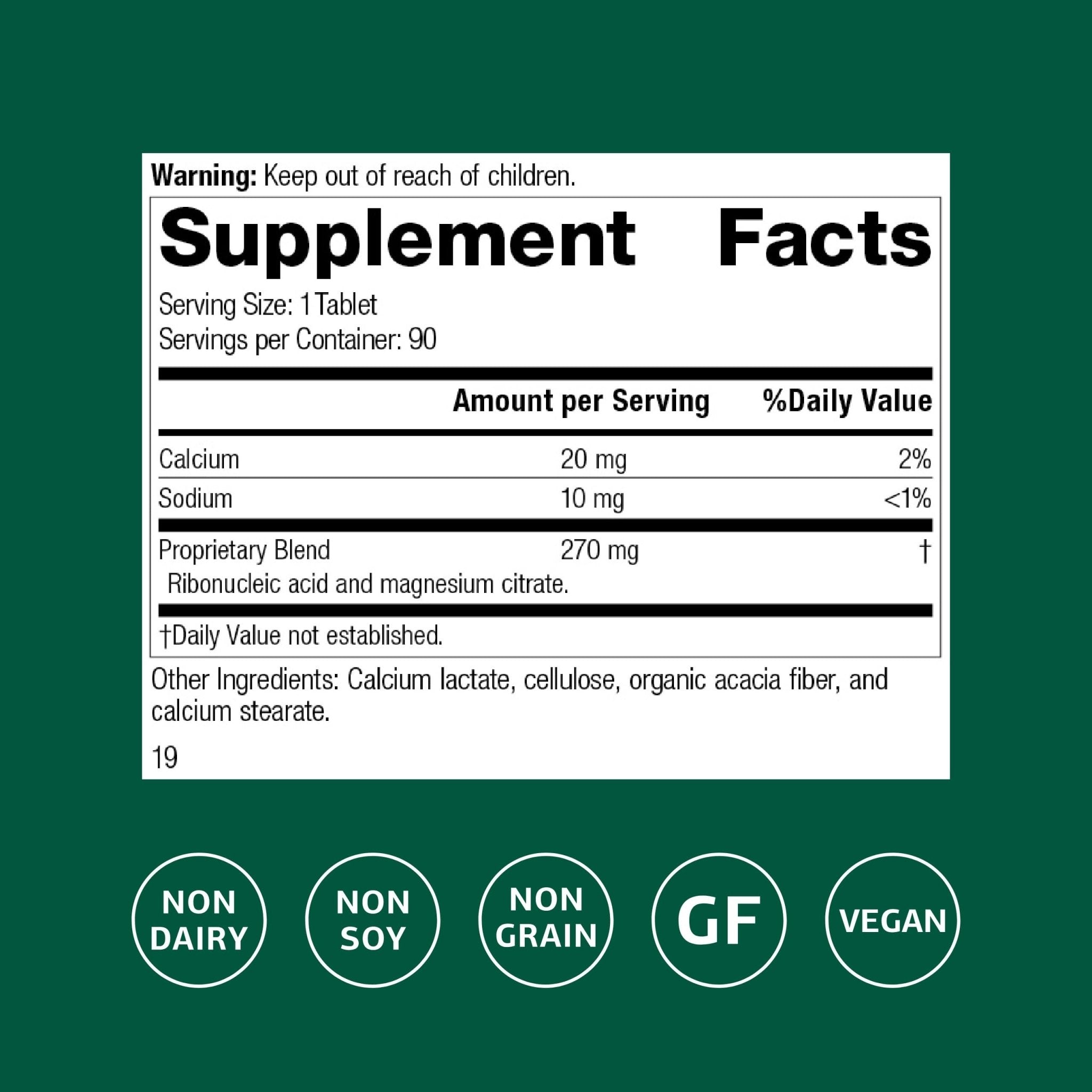 Standard Process Ribonucleic Acid RNA - Cell Development Support - Aids Protein Synthesis - Vegan, Gluten-Free, Non-Soy, & Non-Grain - 90 Tablets (90 Servings) - TrustMedUSA