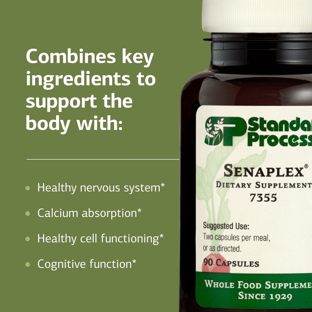 Standard Process Senaplex - Nervous System Support with Niacin, Vitamin B12 & B6 - Supports Brain Health & Cellular Health - Offers Antioxidant Activity - Non-Dairy - 90 Capsules (45 Servings) - TrustMedUSA