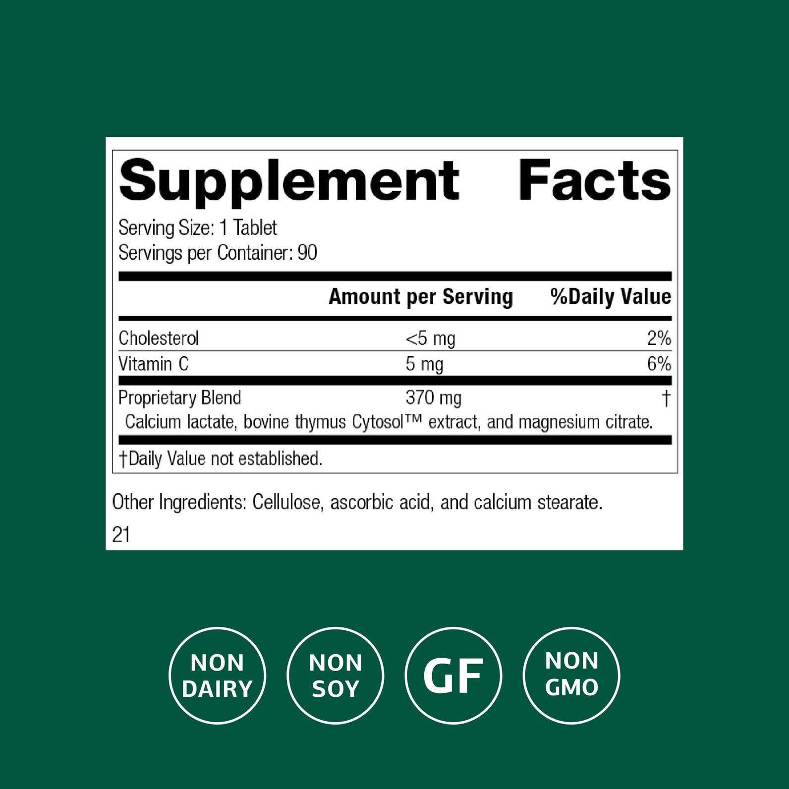 Standard Process Thymex - Cytosol Extract Dietary Supplement for Immune Health - Gluten-Free, Non-Dairy, & Non-Soy - 90 Tablets (90 Servings) - TrustMedUSA