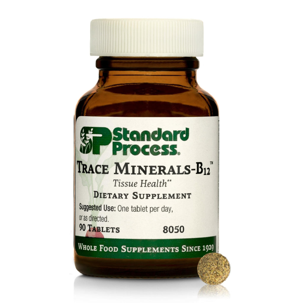 Standard Process Trace Minerals-B12 - Thyroid & Cell Functioning Support with Iodine, Zinc & Copper - Cartilage & Bone Health Aid - Non-Dairy & Non-Soy - 90 Tablets (90 Servings) - TrustMedUSA