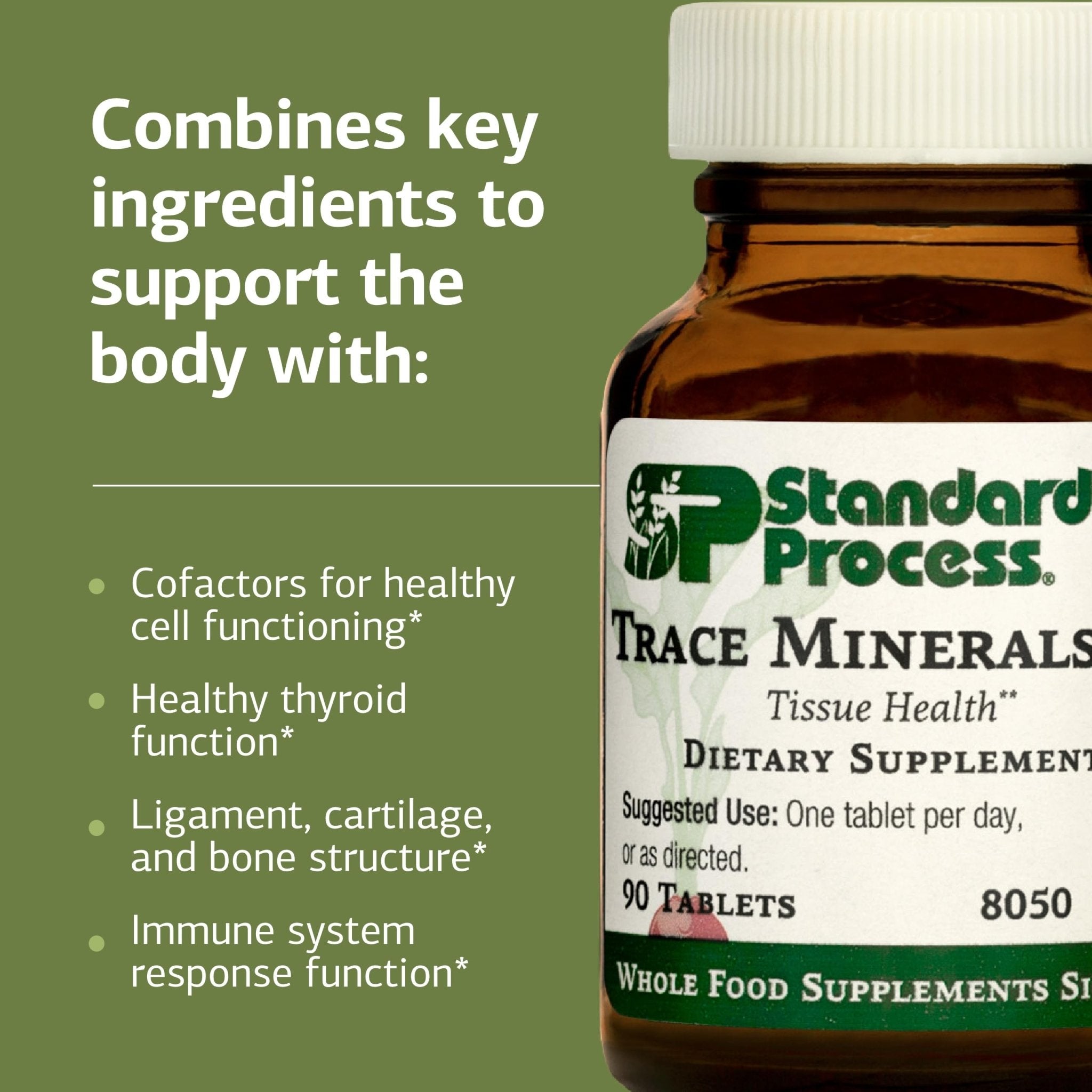 Standard Process Trace Minerals-B12 - Thyroid & Cell Functioning Support with Iodine, Zinc & Copper - Cartilage & Bone Health Aid - Non-Dairy & Non-Soy - 90 Tablets (90 Servings) - TrustMedUSA