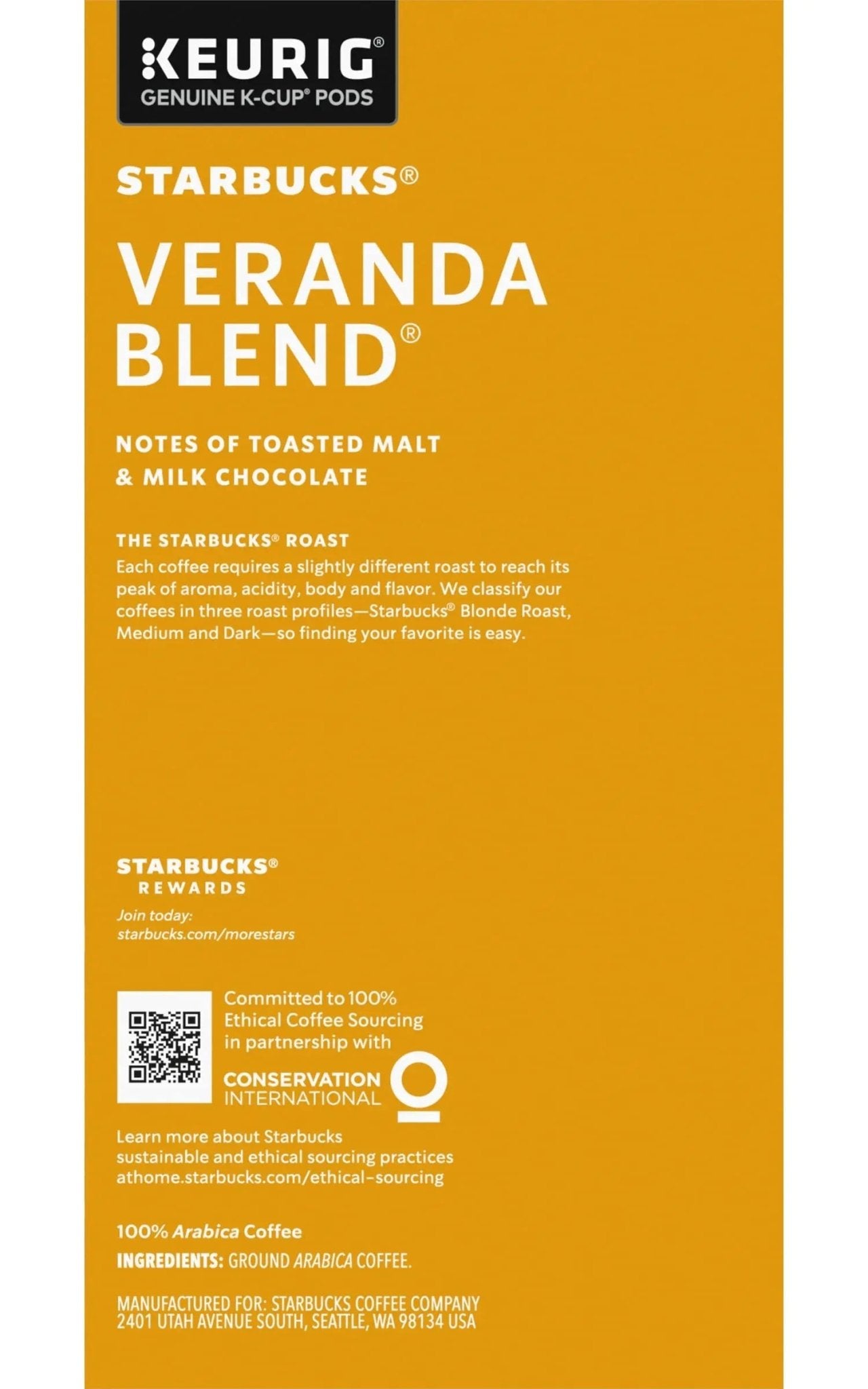Starbucks Veranda Blend Coffee K-Cups,4/24 Pack-96 K-Cups - TrustMedUSA