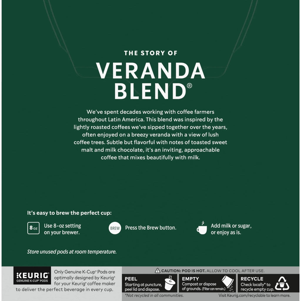 Starbucks Veranda Blend Coffee K-Cups,4/24 Pack-96 K-Cups - TrustMedUSA
