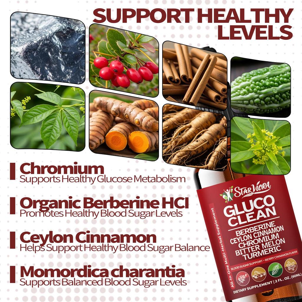 StarViora Gluco Clean Sugar-Free Herbal Blend with Berberine & Chromium, Bitter Melon, Ginseng and Alpha Lipoic Acid for Daily Wellness - TrustMedUSA