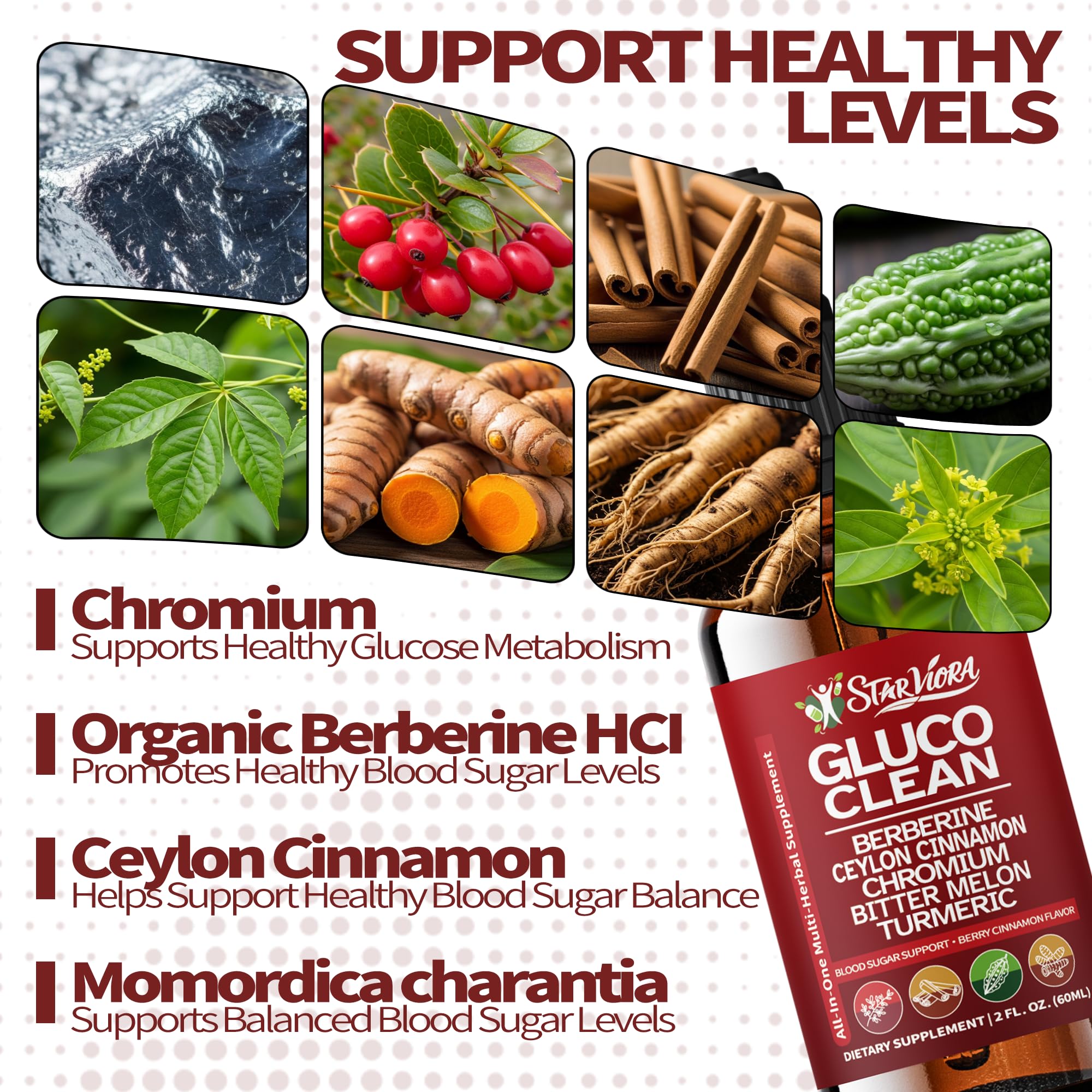 StarViora Gluco Clean Sugar-Free Herbal Blend with Berberine & Chromium, Bitter Melon, Ginseng and Alpha Lipoic Acid for Daily Wellness - TrustMedUSA