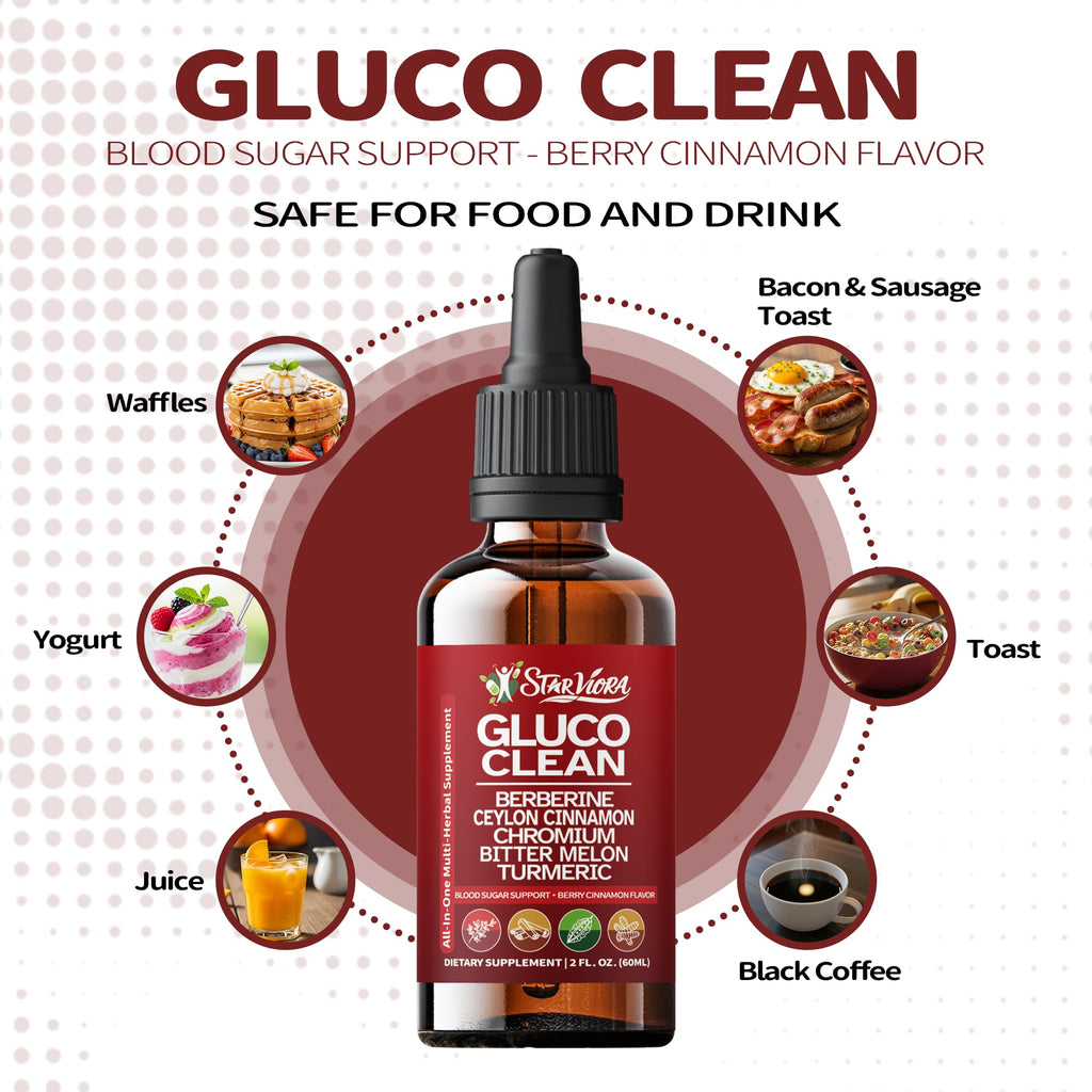 StarViora Gluco Clean Sugar-Free Herbal Blend with Berberine & Chromium, Bitter Melon, Ginseng and Alpha Lipoic Acid for Daily Wellness - TrustMedUSA