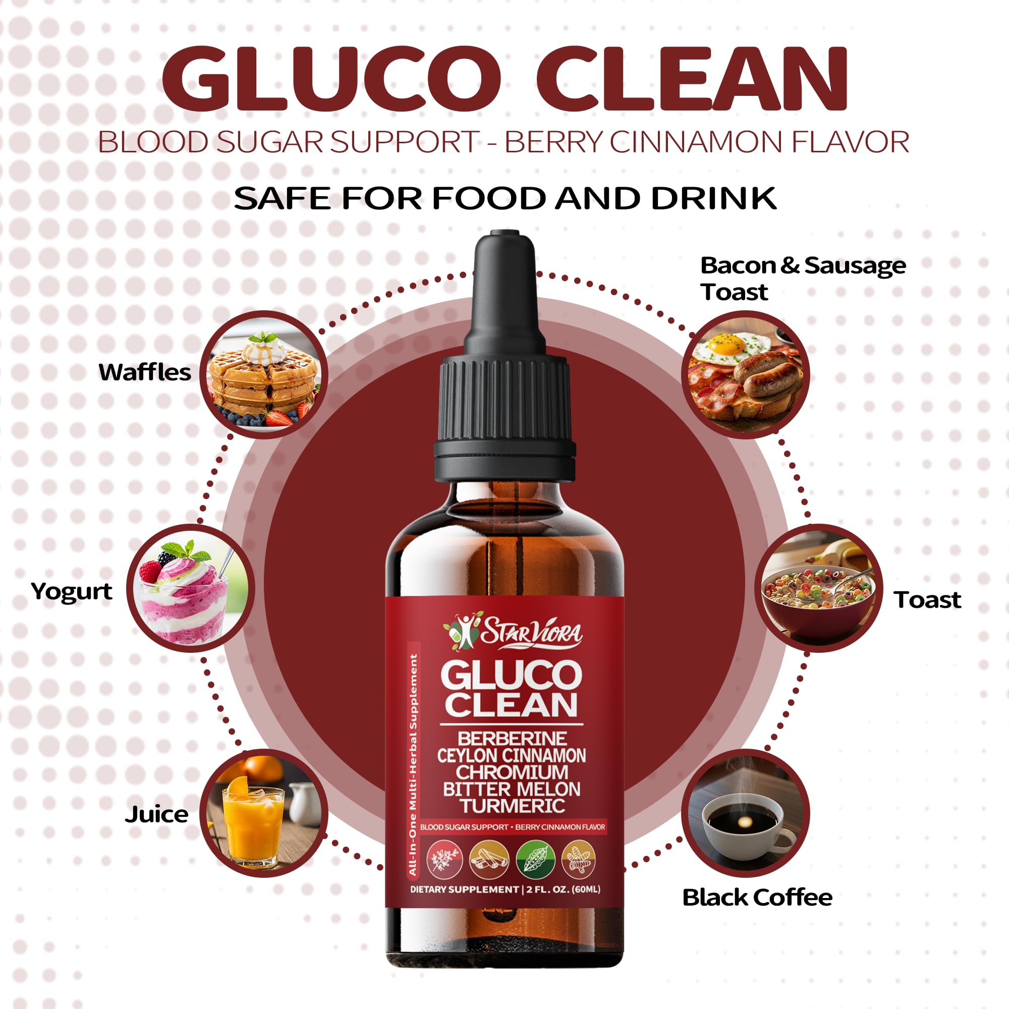StarViora Gluco Clean Sugar-Free Herbal Blend with Berberine & Chromium, Bitter Melon, Ginseng and Alpha Lipoic Acid for Daily Wellness - TrustMedUSA