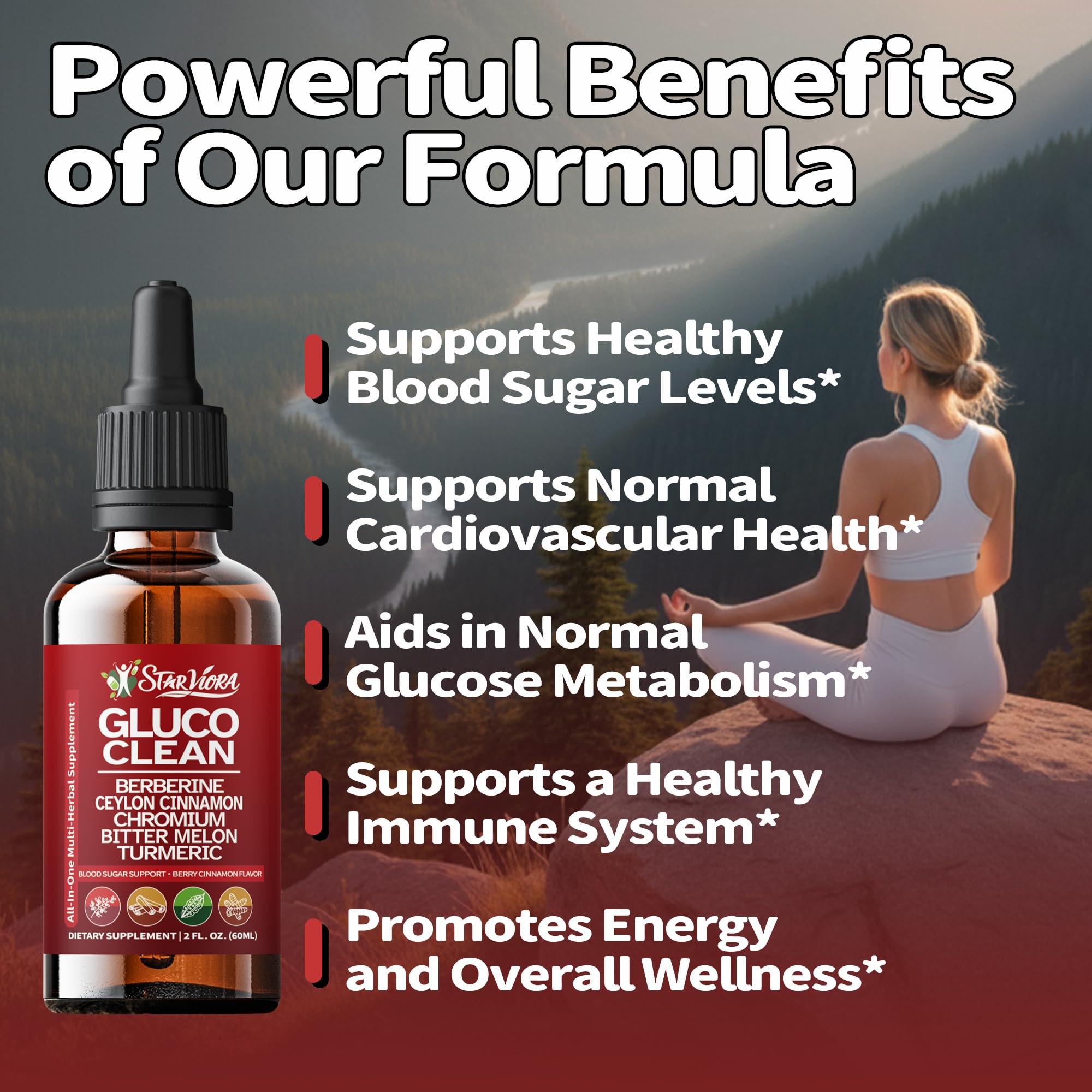 StarViora Gluco Clean Sugar-Free Herbal Blend with Berberine & Chromium, Bitter Melon, Ginseng and Alpha Lipoic Acid for Daily Wellness - TrustMedUSA