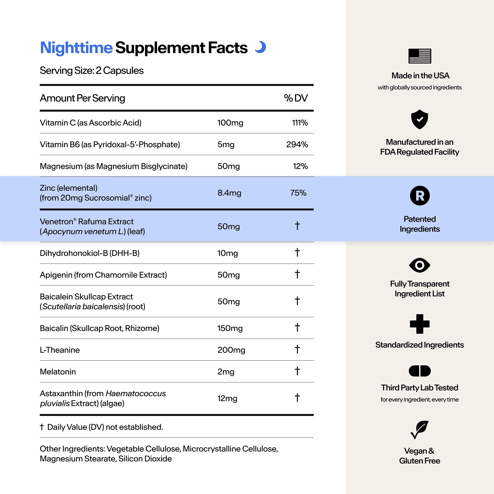 STASIS Nighttime Supplement for Men & Women with Magnesium, Melatonin, Zinc & Botanical Extracts, Evening Routine Support Capsules for Bedtime Use, Vegan, Non GMO, 25 Servings, 1 Month Supply - TrustMedUSA