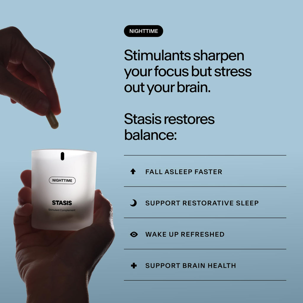 STASIS Nighttime Supplement for Men & Women with Magnesium, Melatonin, Zinc & Botanical Extracts, Evening Routine Support Capsules for Bedtime Use, Vegan, Non GMO, 25 Servings, 1 Month Supply - TrustMedUSA