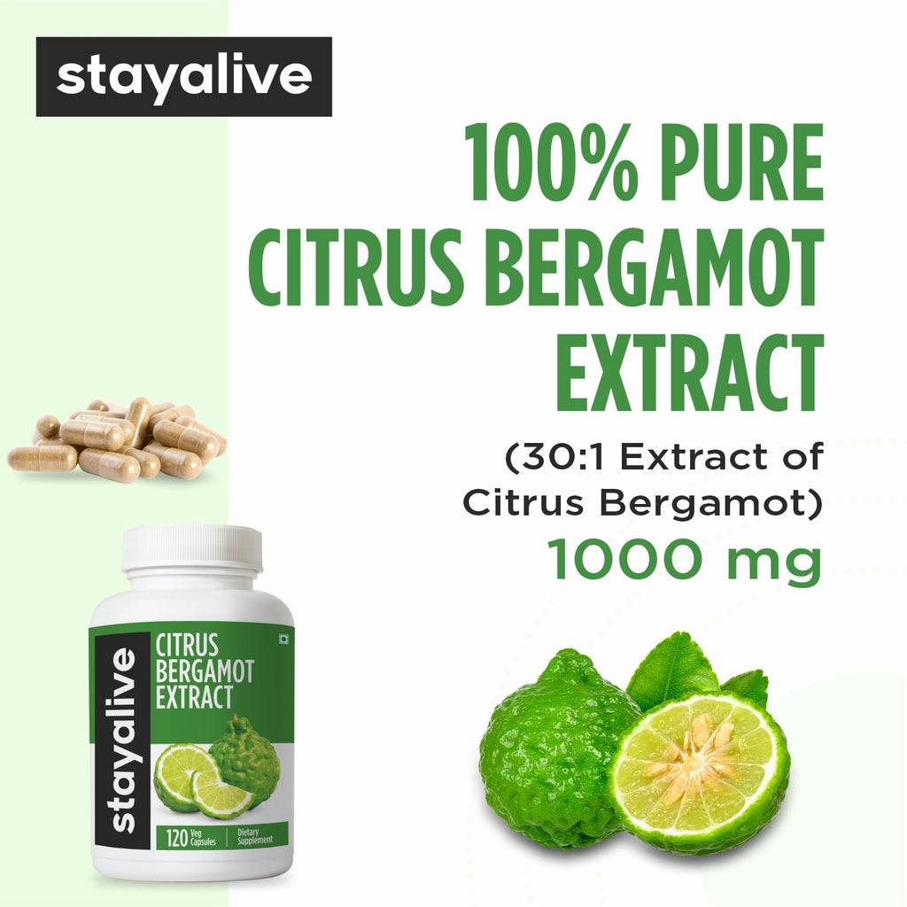 STAY ALIVE Citrus Bergamot Capsules 1000mg, 30:1 Super Extract with 50% Polyphenolic Flavanones, 120 Pills, Citrus Bioflavonoids Supplements for Women & Men | Non-GMO, Gluten-Free - TrustMedUSA