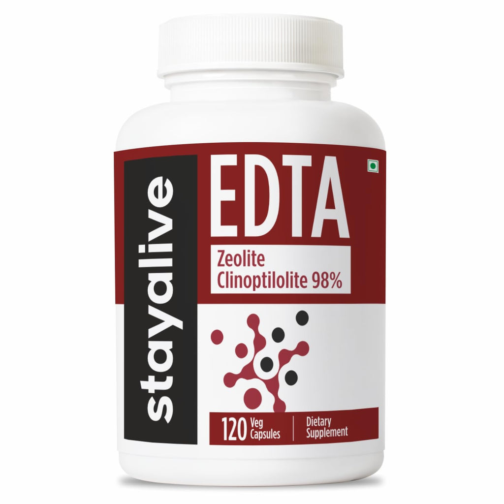 STAY ALIVE EDTA Capsules 1500mg with Zeolite 98% and Kale Extract Powder, 120 Pills, Non-GMO & Gluten Free Calcium Disodium EDTA Supplement - TrustMedUSA
